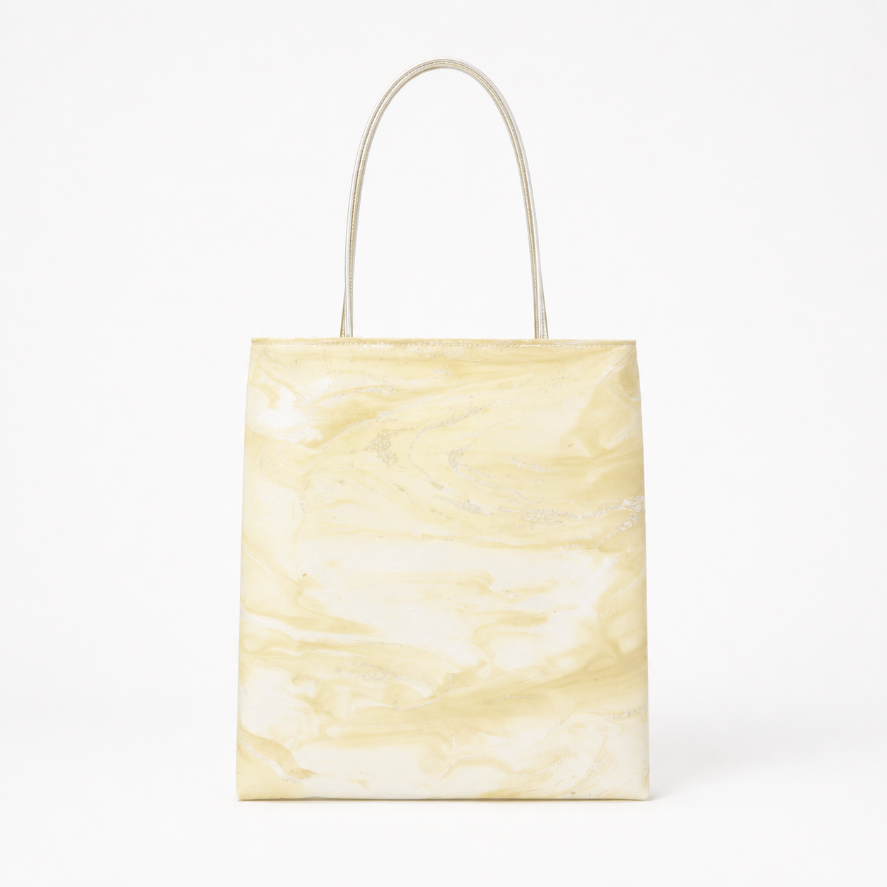 Morandi Marble Tote Bag | Soft Color Fluid Print Shoulder Bag | Silver Handle