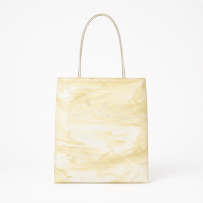 Morandi Marble Tote Bag | Soft Color Fluid Print Shoulder Bag | Silver Handle