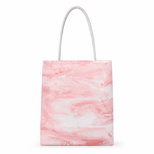 Morandi Marble Tote Bag | Soft Color Fluid Print Shoulder Bag | Silver Handle