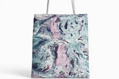 The Large Tote ·  Hand-Marbled Metallic Satin · Silver Handle · Never the Same Twice