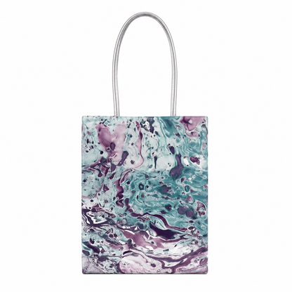 The Large Tote ·  Hand-Marbled Metallic Satin · Silver Handle · Never the Same Twice