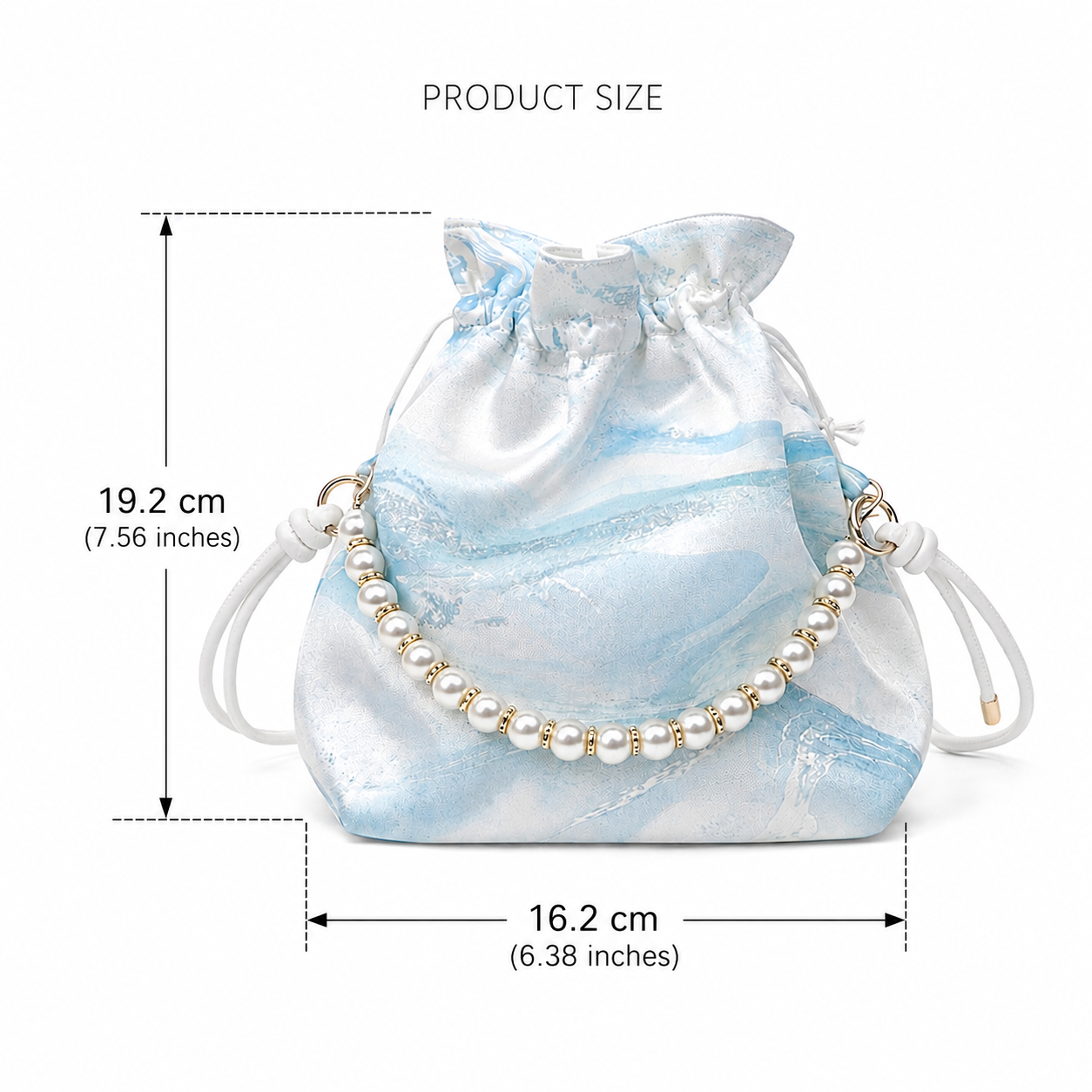 Drawstring pearl bag  Marbled in Natural Lacquer · Never the Same Twice