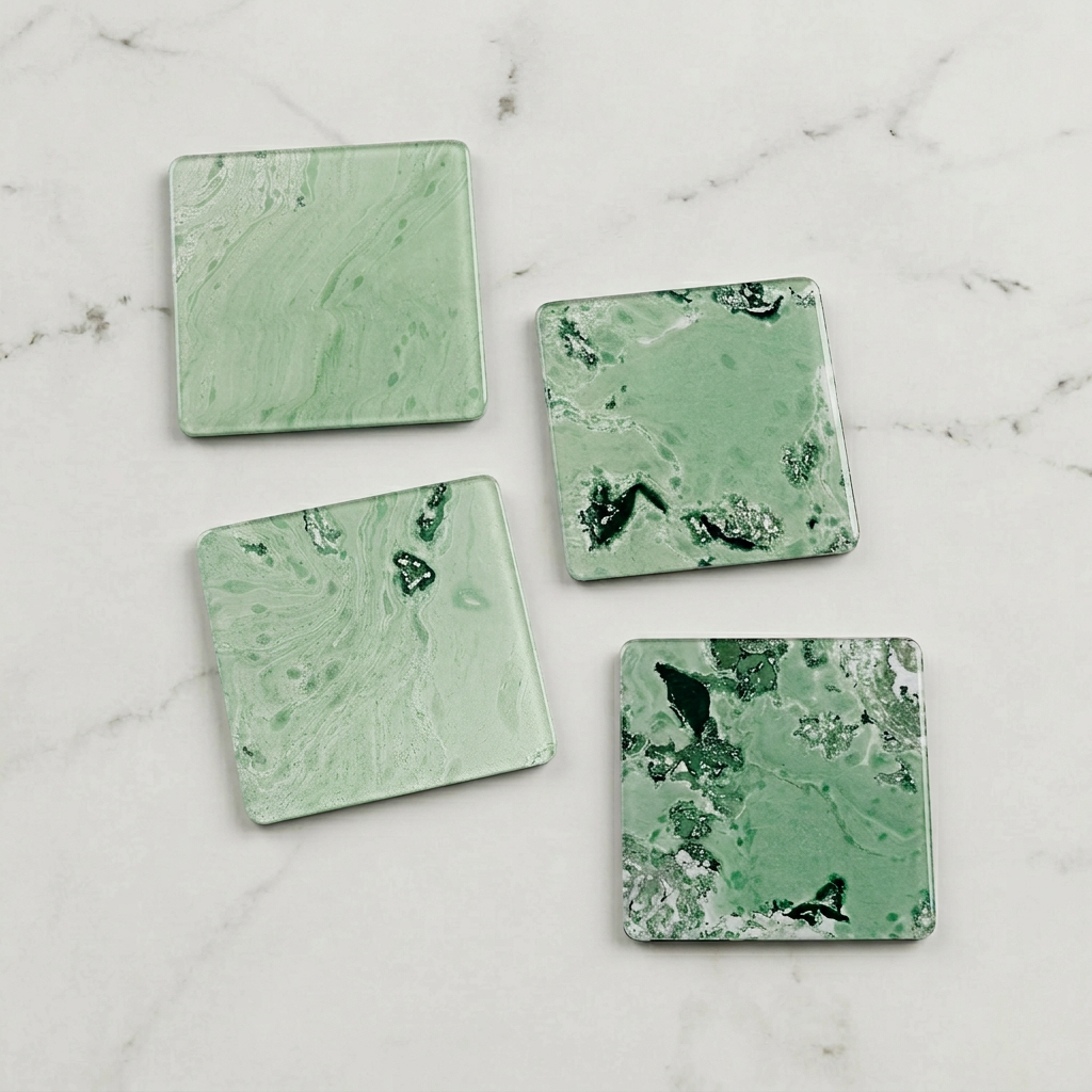 Fridge Magnet Set (4-Piece Set) Marbling Art Objects · Handcrafted · One of a Kind