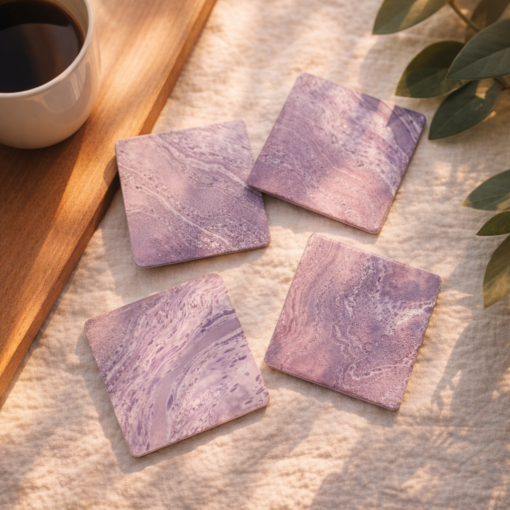 Fridge Magnet Set (4-Piece Set) Marbling Art Objects · Handcrafted · One of a Kind